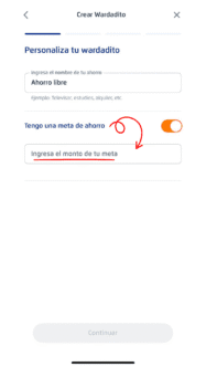 3. Ingresar tu meta de ahorro
